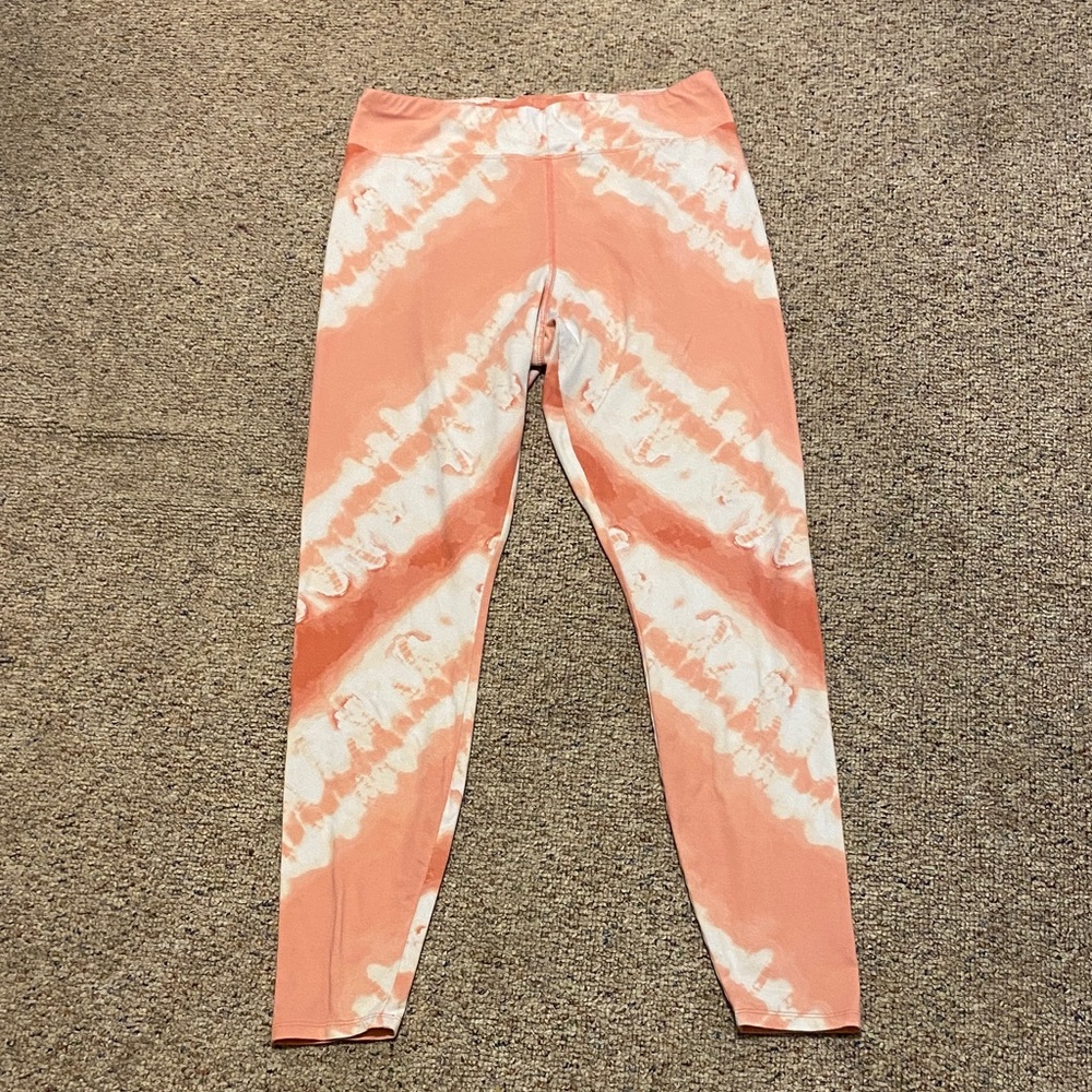 Vibrant Peach Tie-Dye Leggings